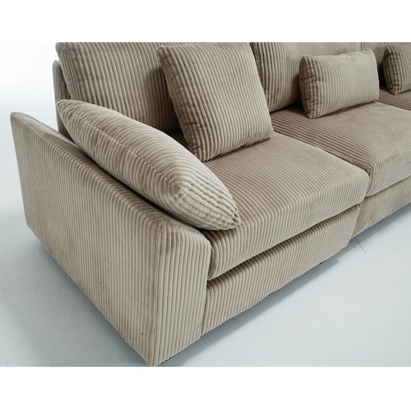 Brown 146'' Convertible Oversized 5-Seater Modular Sectional Sofa with Plush Cushions and Sturdy Construction for Living Spaces