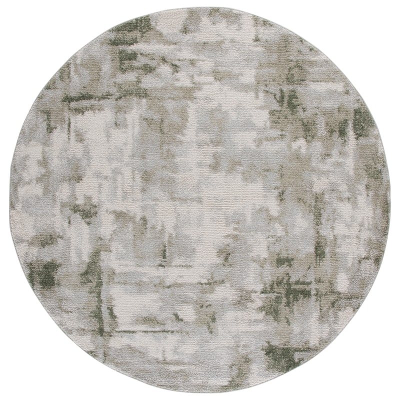 SAFAVIEH Wave Assi Modern Rug - 6'7" Round - Ivory/Green