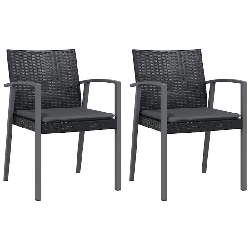 vidaXL Patio Dining Set Table and Chair with Cushions Poly Rattan and Steel