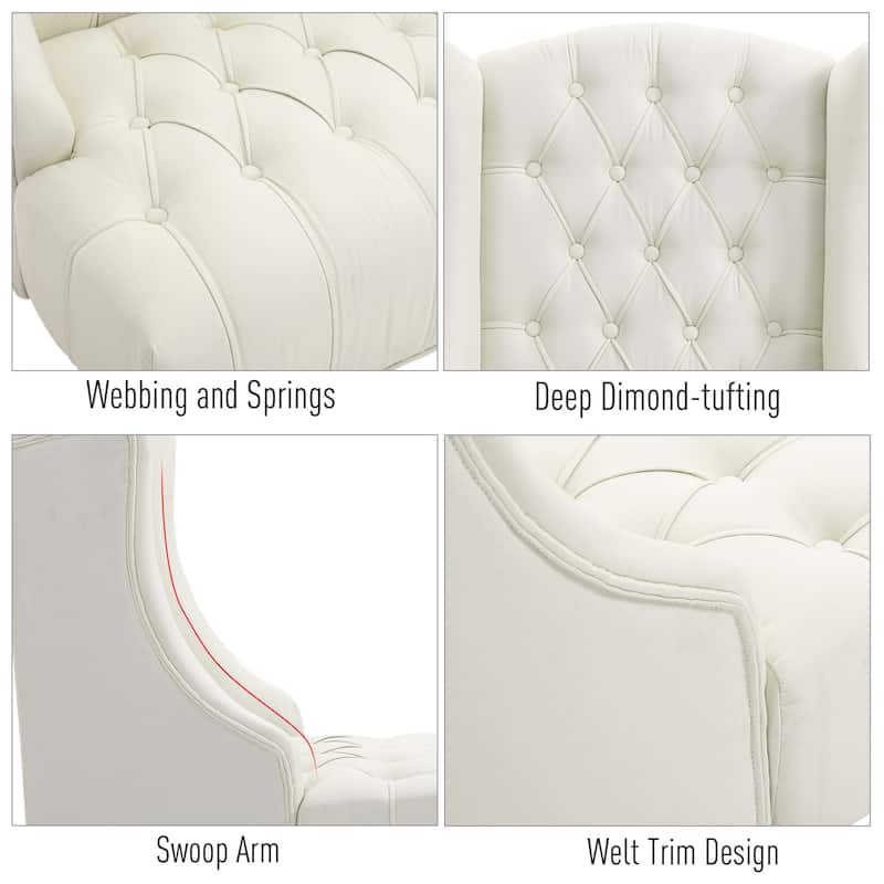 Copper Grove Erin Tufted Linen Upholstered Tall Wingback Accent Chair