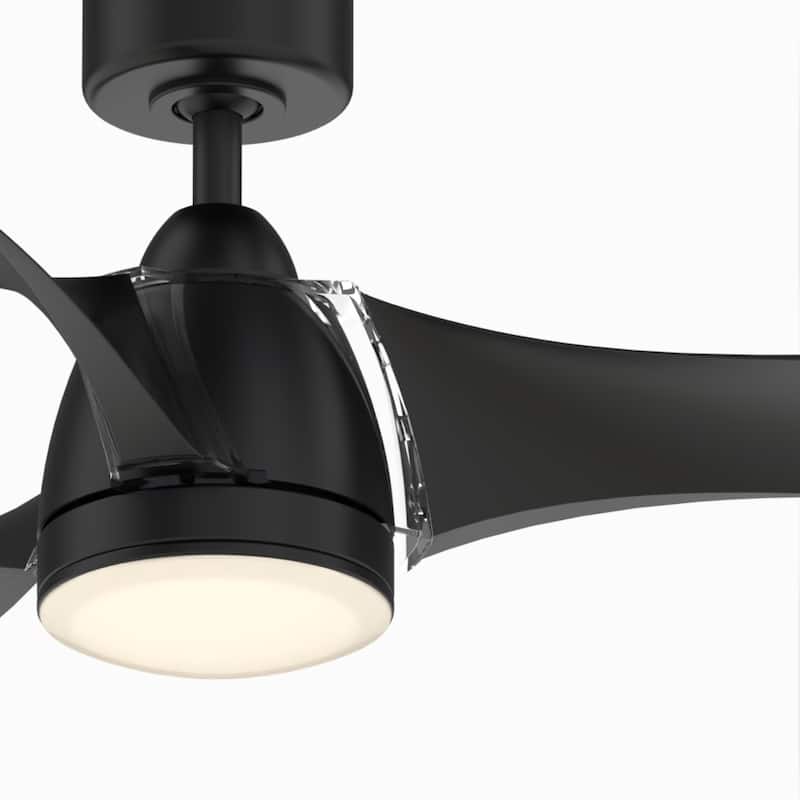 Fanimation Klear 56 inch Indoor/Outdoor Smart Ceiling Fan with LED CCT Select Light Kit and Remote - Black