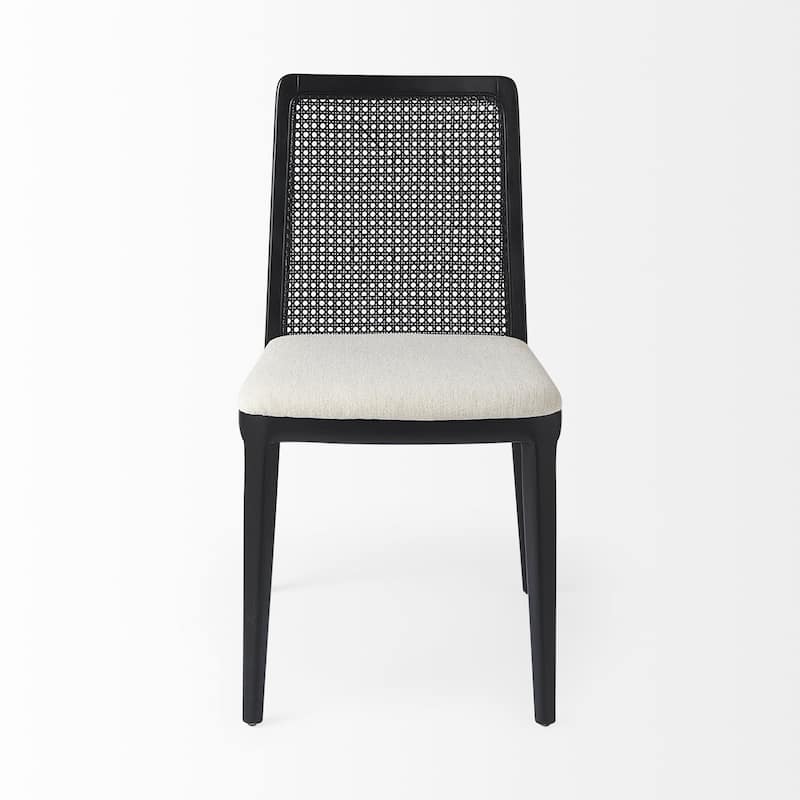 Light Uholstery and Cane Armless Dining Chair - 23" W x 34" H x 19" D