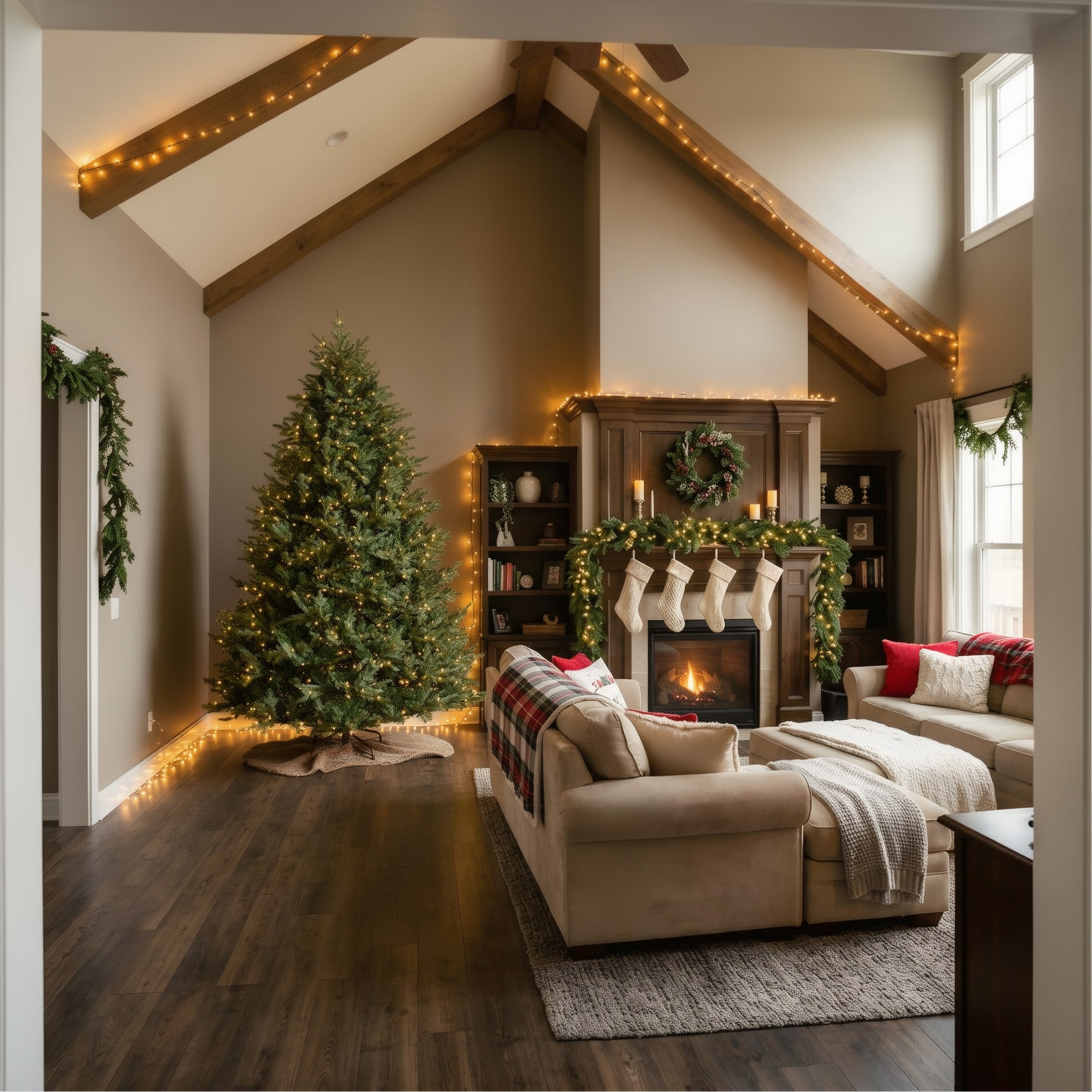 National Tree Company 7.5 ft. Feel Real® Nordic Spruce® Hinged Tree with 1000 Clear Lights- UL - 7.5 Foot