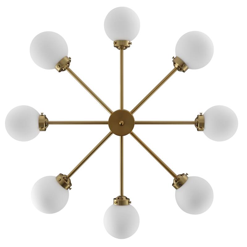 MLiAN 8-Light Sputnik 4.7" Opal Glass Globe Shade Linear Chandelier for Indoor Height Adjustable - N/A