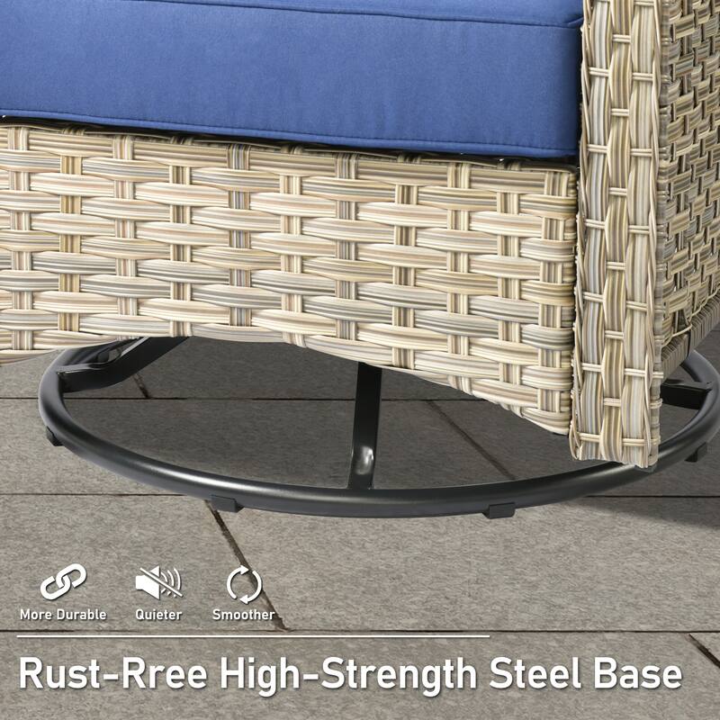 HOOOWOOO 9-piece Patio Furniture Set High Backrest Swivel Chairs with Fire Pit