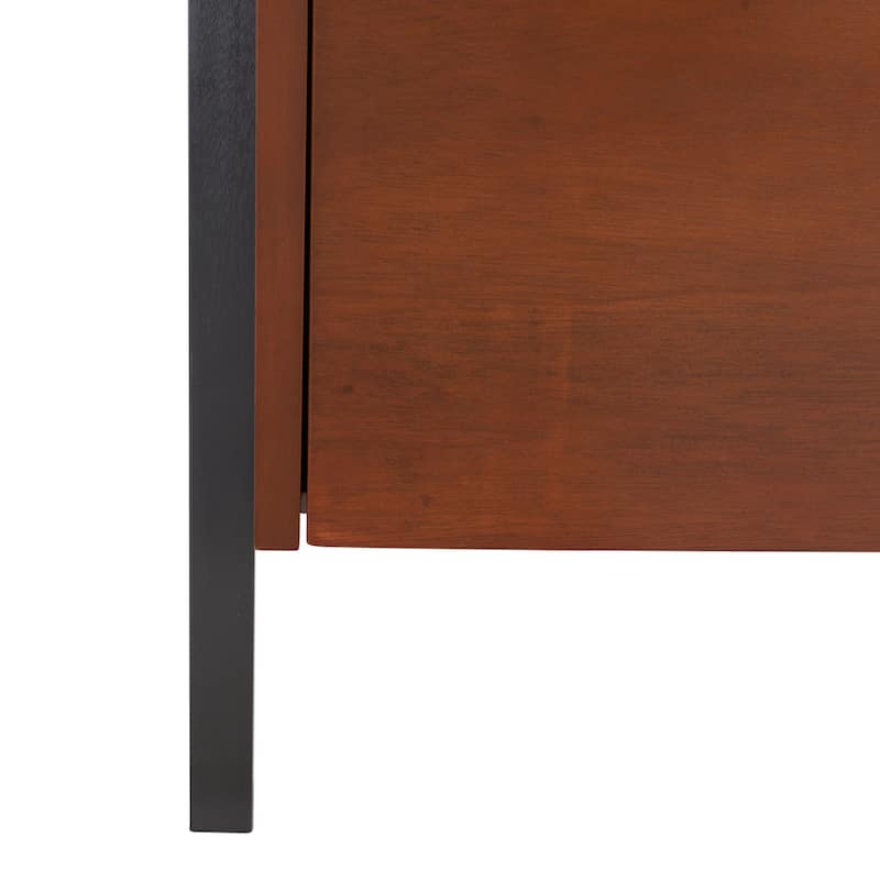 SAFAVIEH Ilianka Natural/Charcoal 3-Shelf 1 Door Etagere - 25" W x 15.4" L x 72" H - 25Wx15Dx72H