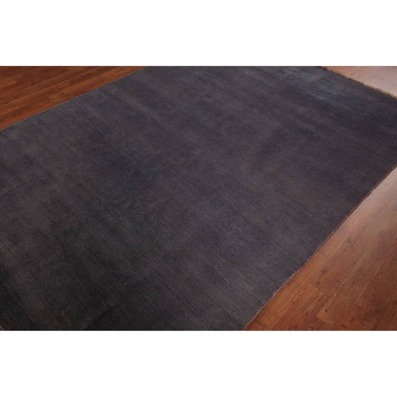 Grays & Blues Gabbeh Modern Area Rug Hand-Knotted Wool Carpet - 5'3" x 7'10"