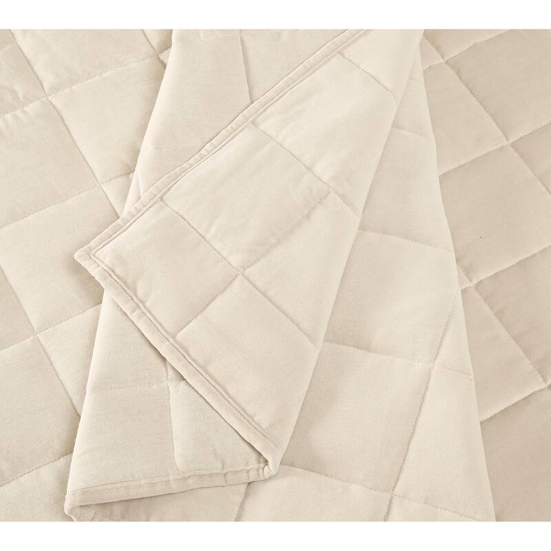 Brooklyn Loom Matte Cotton Velvet Box Stitch Quilt Set
