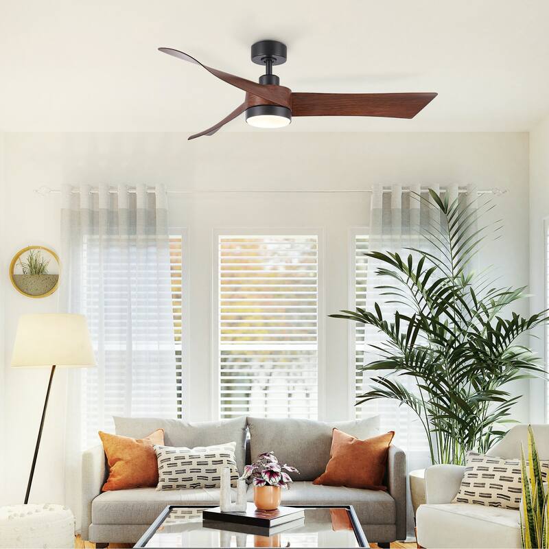 CO-Z 54-Inch Mid-Century Modern Farmhouse Ceiling Fan with Light - Walnut