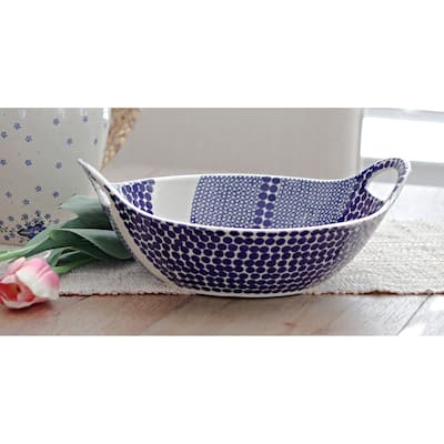Blue Rose Polish Pottery 1813 Zaklady Small bowl with Handles