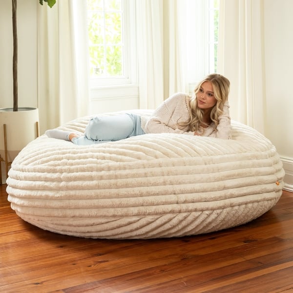 Jaxx 6 Foot Cocoon Large Bean Bag Chair for Adults, Mondo Faux Fur