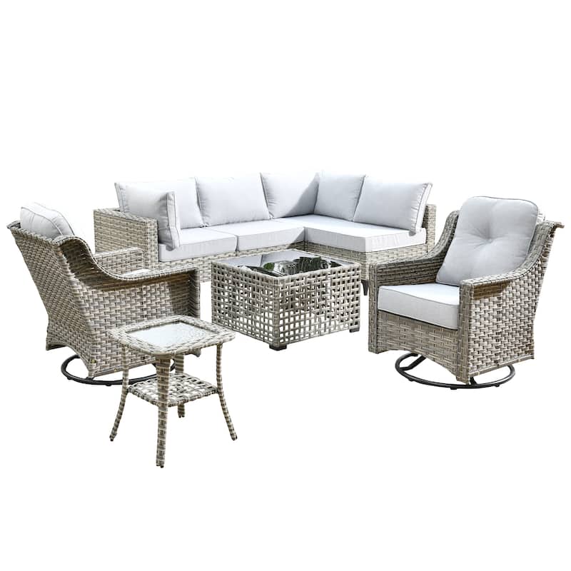 XIZZI 8-piece Rattan Wicker Outdoor Patio Furniture Set with Swivel Chair