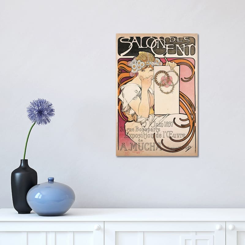 iCanvas "Salon des Cent June 1897 Exhibition Advertisement" by Alphonse Mucha Canvas Print - 18x12x1.5