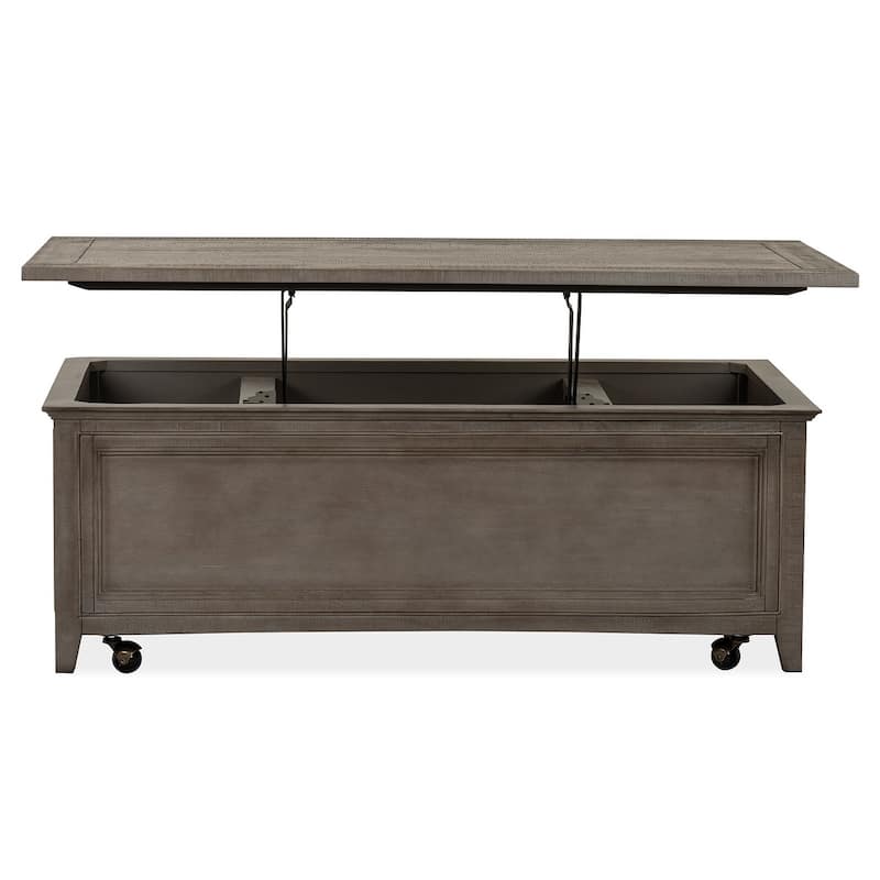 Magnussen Home Paxton Place Dovetail Grey Lift Top Storage Cocktail Table with Casters - 50''W x 28''D x 18''H