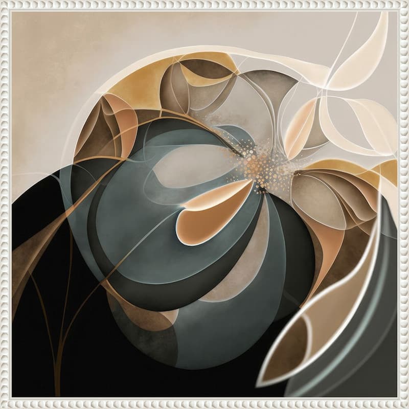 Fractal Elegance by Bella Eve Framed Canvas Wall Art Print - Sylvie Beaded White