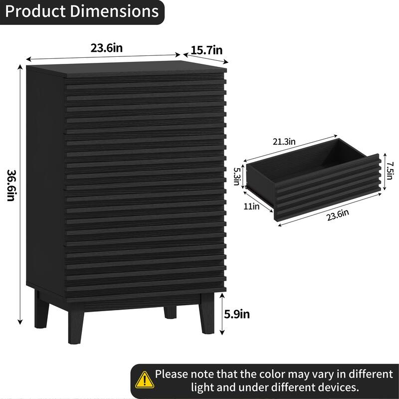 Fluted 4 Drawer Dresser 36" Tall Modern Chest of Drawers