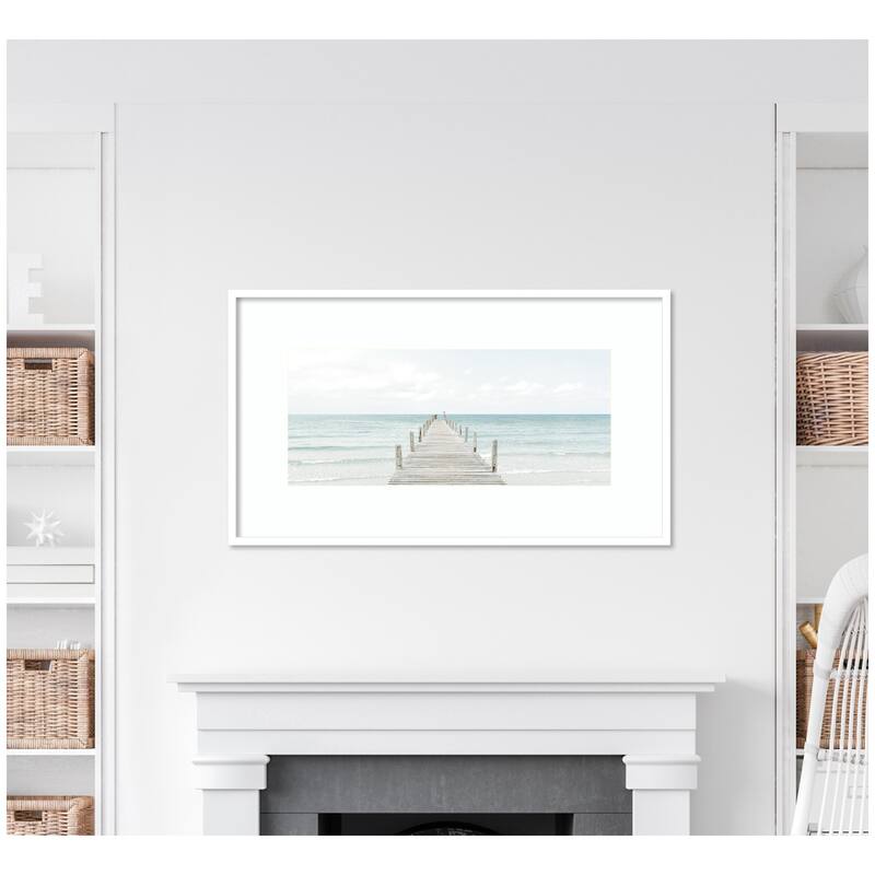 Kate and Laurel Wooden Pier On The Beach by Amy Peterson Framed Wall Art Print