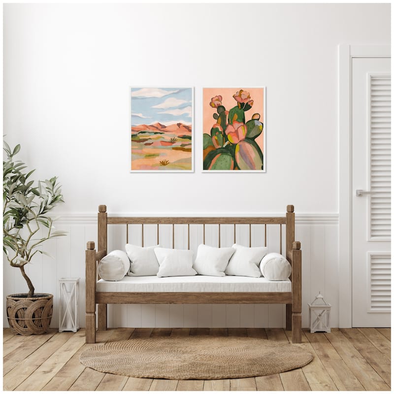 Kate and Laurel Sylvie Southwestern Dreams 1 and 2 Framed Canvas Art Set by Nikita Jariwala