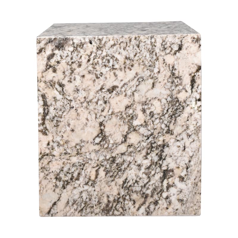 Atarah 20" Modern Natural Marble Handmade Rectangular 2-Shelf End Table, Beige/Dark Taupe, by JONATHAN Y.