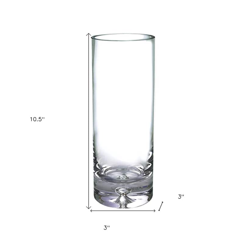 HomeRoots 11" Clear Cylinder Crystal Table Vase - 3