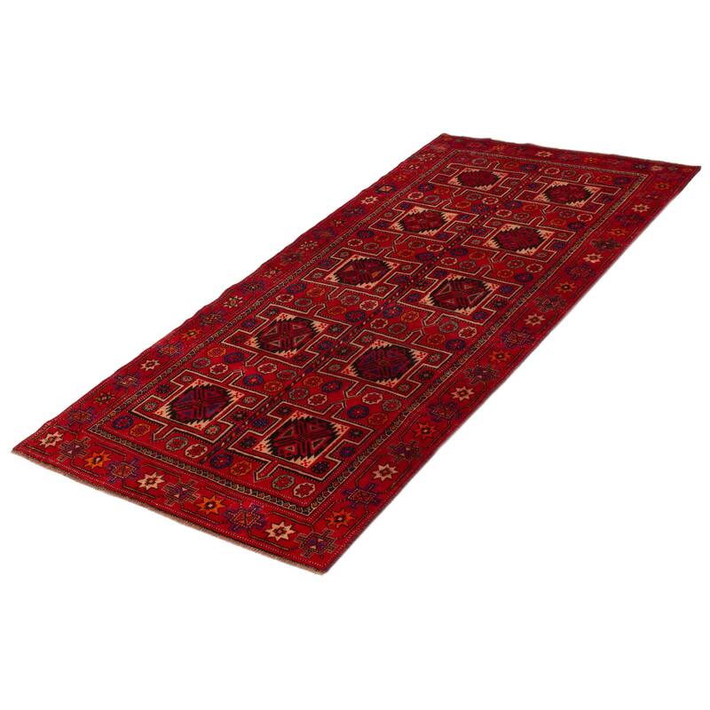 ECARPETGALLERY Hand-knotted Melis Vintage Red Wool Rug - 4'6 x 9'0