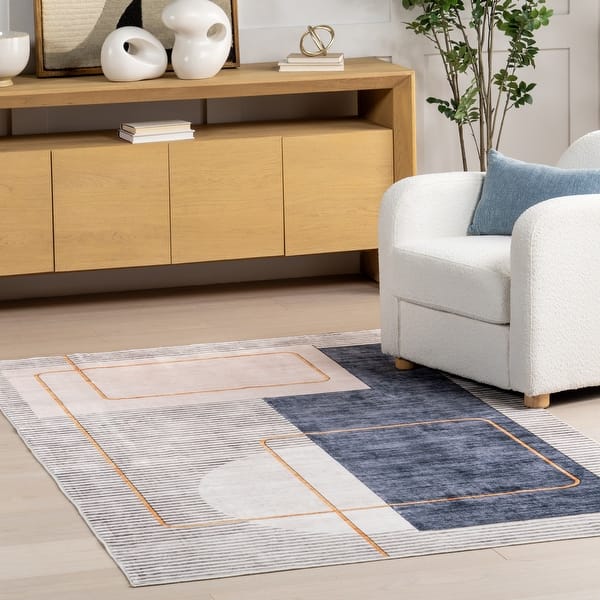 slide 2 of 11, Nuloom Maja SpinClean Modern Abstract Machine Washable Area Rug 4' x 6' - Multicolor - Rectangle