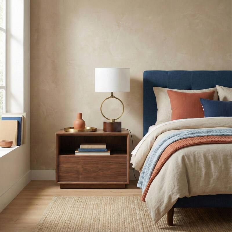 Colly Brass Ring Table Lamp with Wooden Base