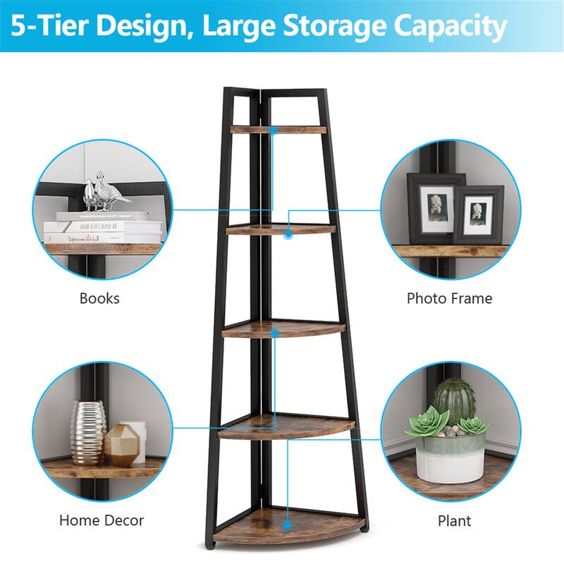 70" Tall Corner Bookcase Ladder Bookshelf, Display Shelf, Plant Stands