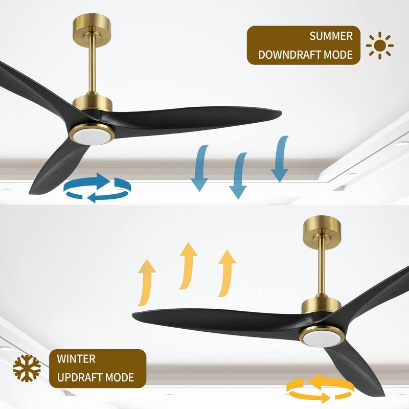 GetLedel 52-in Solid Wood Propeller LED Ceiling Fan with Remote and Light