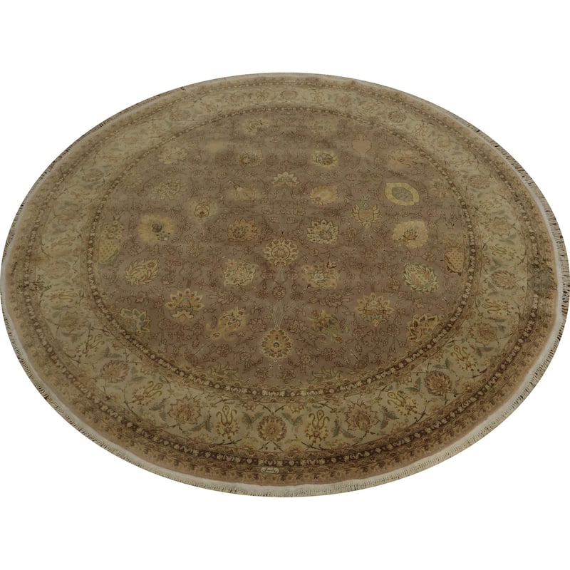 Hand Knotted Oriental 100% Wool Carpet Traditional All-Over Purples Peshawar Area Rug - 8' 2'' X 8' 1''