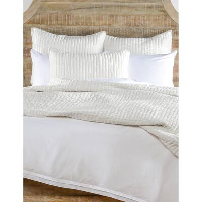 Lipa 96 x 108 Handmade King Quilt with Polyfill and Cotton Binding, Ivory