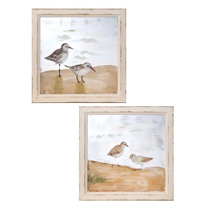 Frame Sea Bird Painted Screen 16" Set of 2