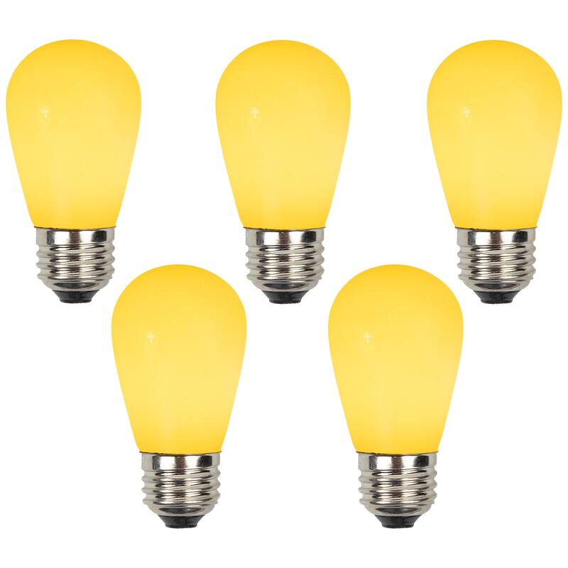 25 Opaque Yellow LED S14 Christmas Replacement Light Bulbs 1.3 Watts
