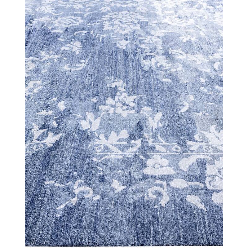 Modern One-of-a-Kind Hand-Knotted Area Rug - Gray, 9' 2" x 12' 2" - 9' 2" x 12' 2"