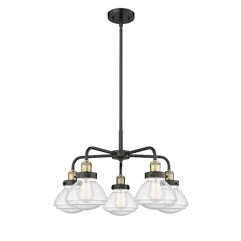 Innovations Lighting Olean - 5 Light 25" Stem Hung Chandelier - Black Antique Brass/Seedy