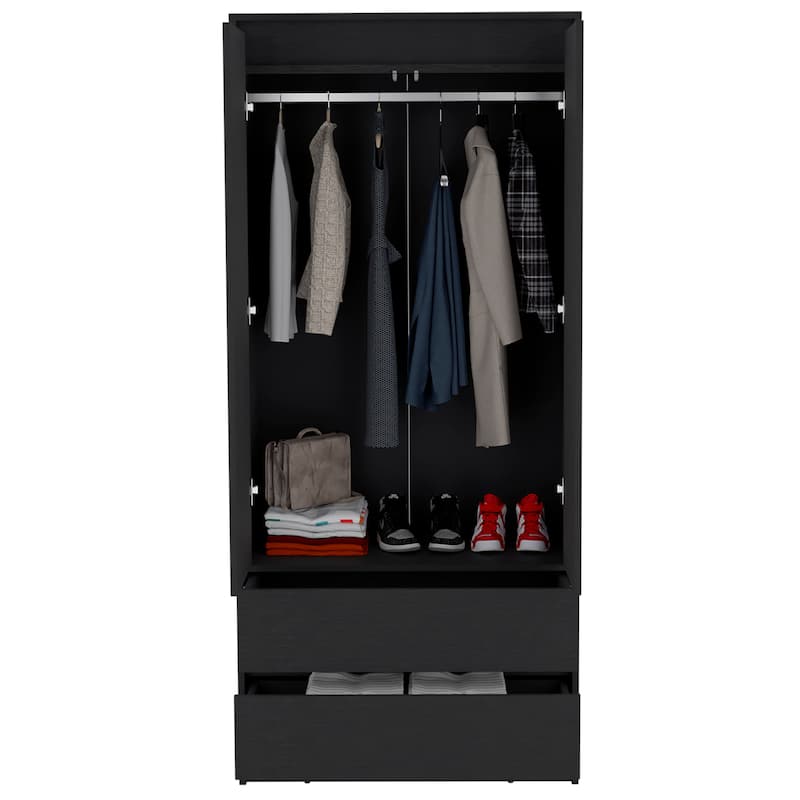 Armoire Closher with two doors, Bedroom, Black(44.8" H x 30.2" W x 19.7" D)