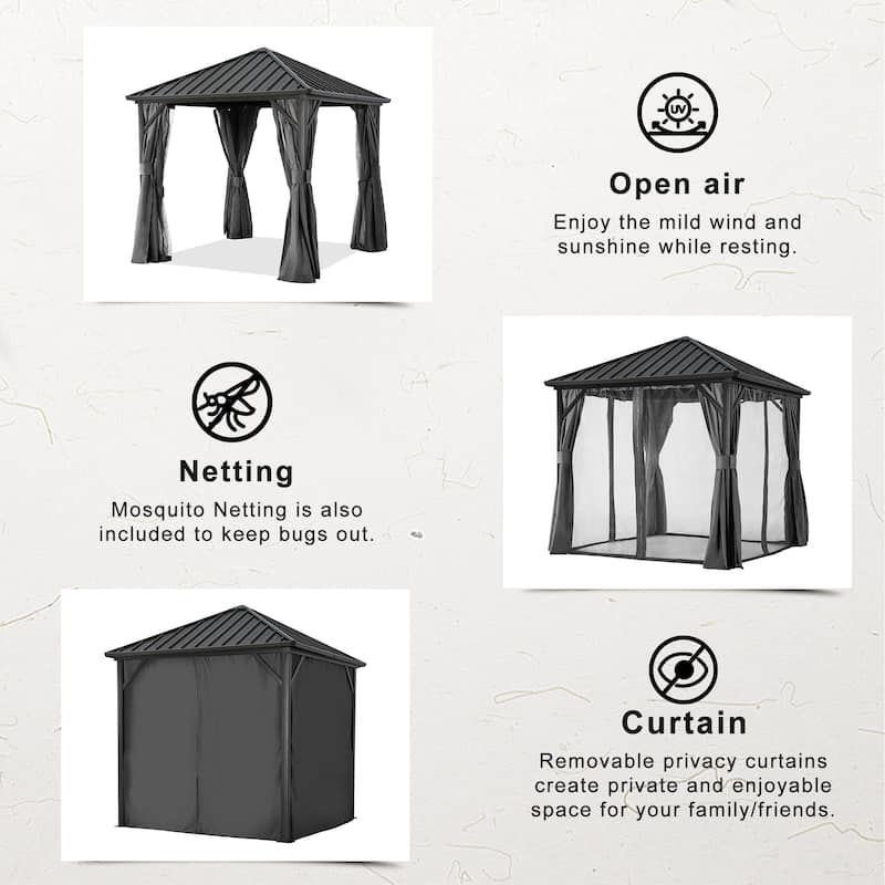 ABCCANOPY Outdoor Hardtop Gazebo with Galvanized Steel Double Roof