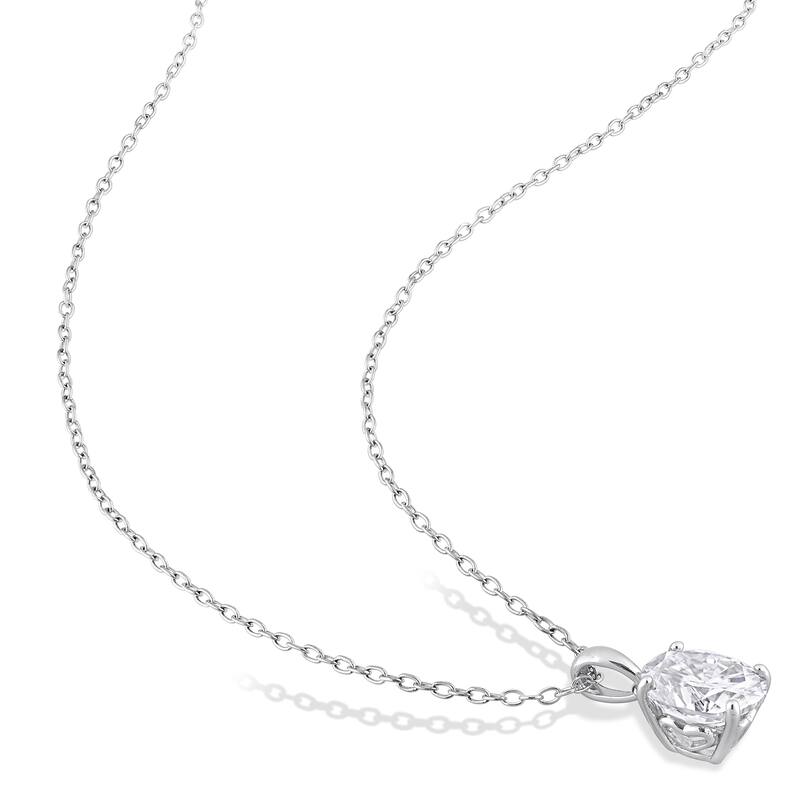 Miadora 6ct DEW Oval Created Moissanite 2-Piece Solitaire Necklace and Stud Earrings Set Sterling Silver