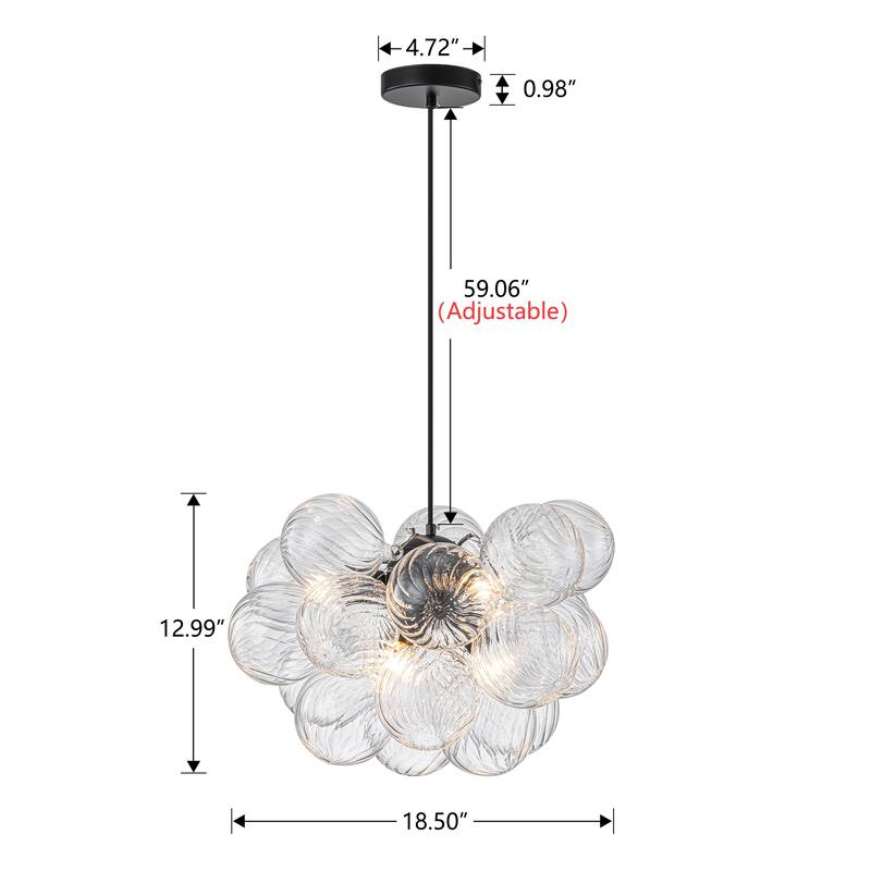 Starsky 6- Light 12in. Modern Glam Glass Bubble Chandelier with 19 Glass Bubbles