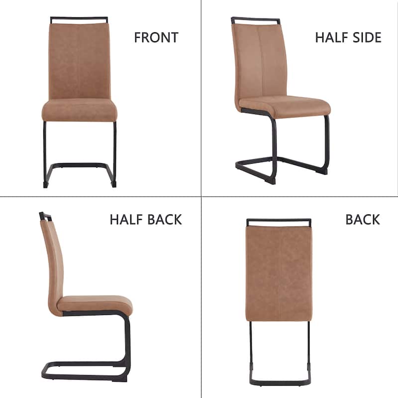 4 Pc Dining Chairs, PU Leather/ Fabric Padded Seat Living Room Chair