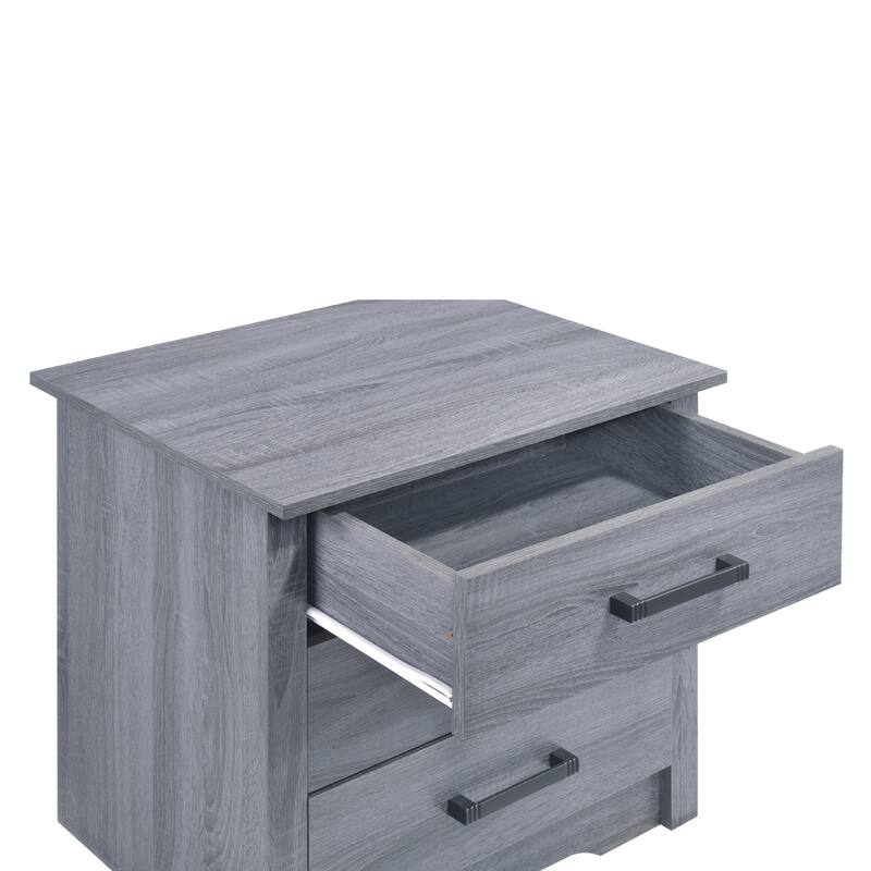 3-Drawer Wooden Nightstand - 23" - Gray