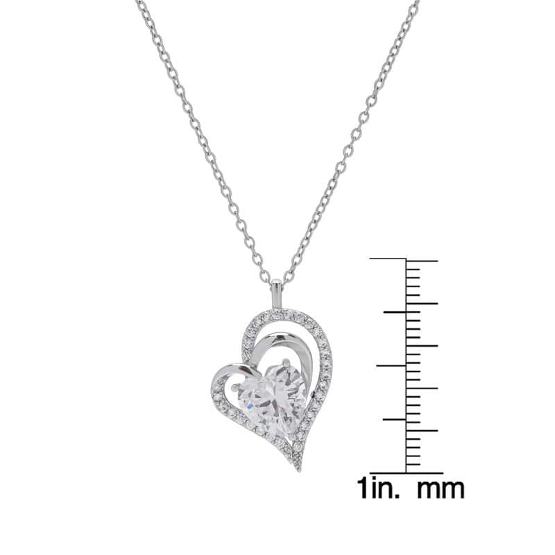 Victoria Townsend Silver Plated Triple Heart Cubic Zirconia Necklace