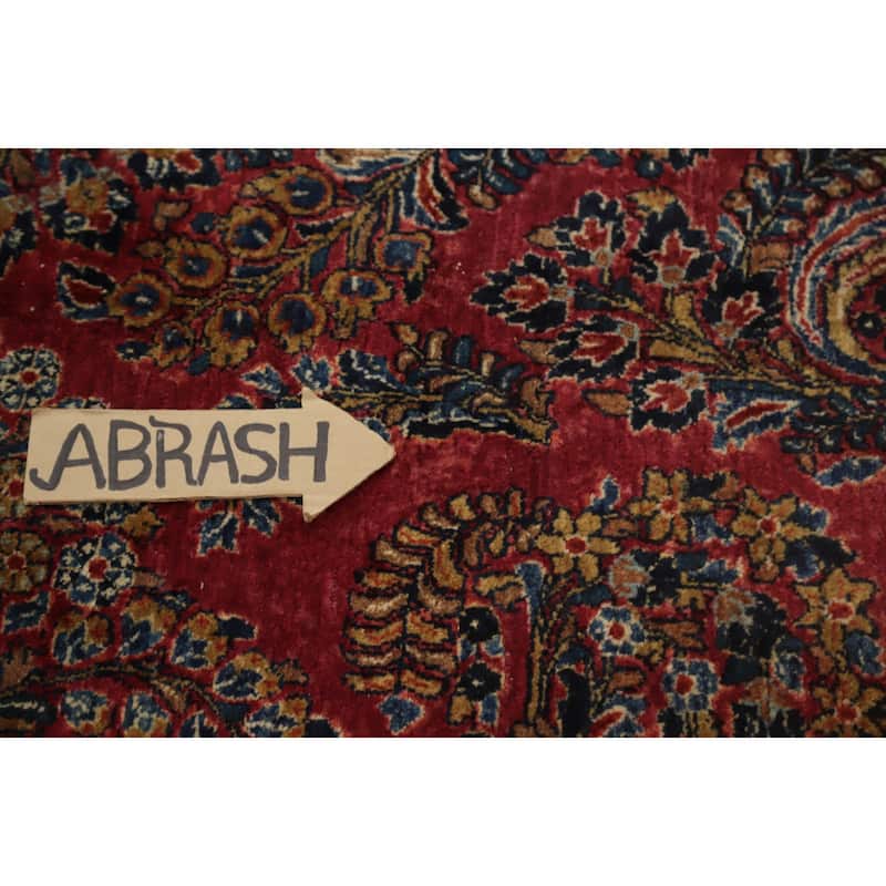 Hand Knotted Oriental 100% Wool Carpet Traditional Floral Red Sarouk Area Rug - 11' 9'' X 9' 1''