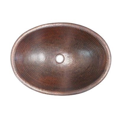 19" Oval Copper Bathroom Sink with Copper Highlights by SimplyCopper - 19" X 14" X 5.5"