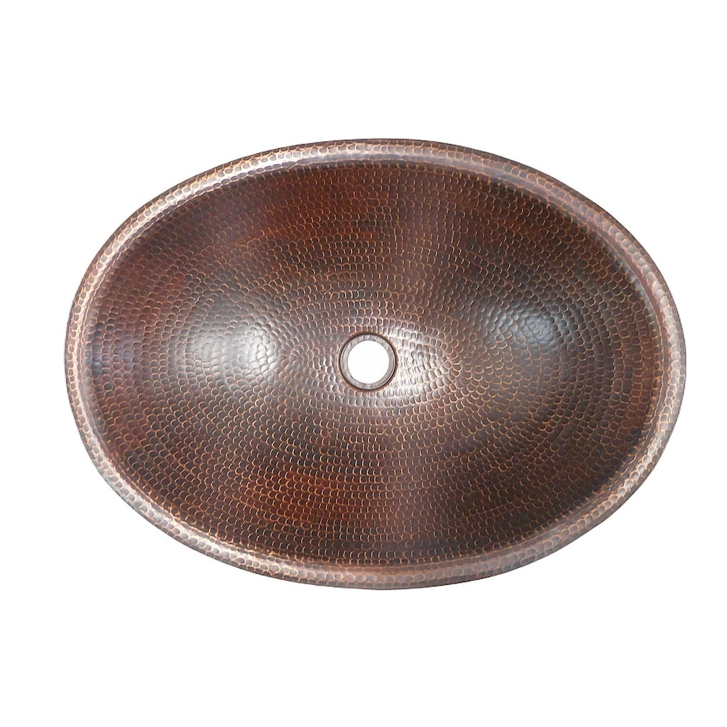 19" Oval Copper Bathroom Sink with Copper Highlights by SimplyCopper - 19" X 14" X 5.5"