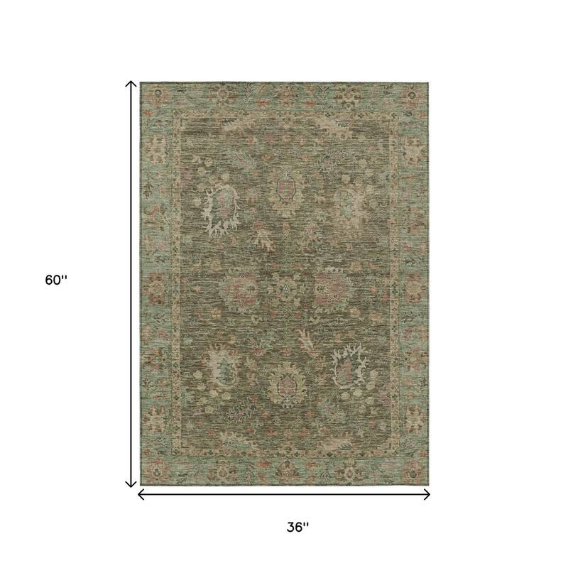 HomeRoots Floral Traditional Rectangle Outdoor Rug
