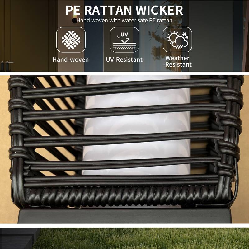 Outdoor Rattan Garden Lantern Pathway Light Decorative Driveway Lighting