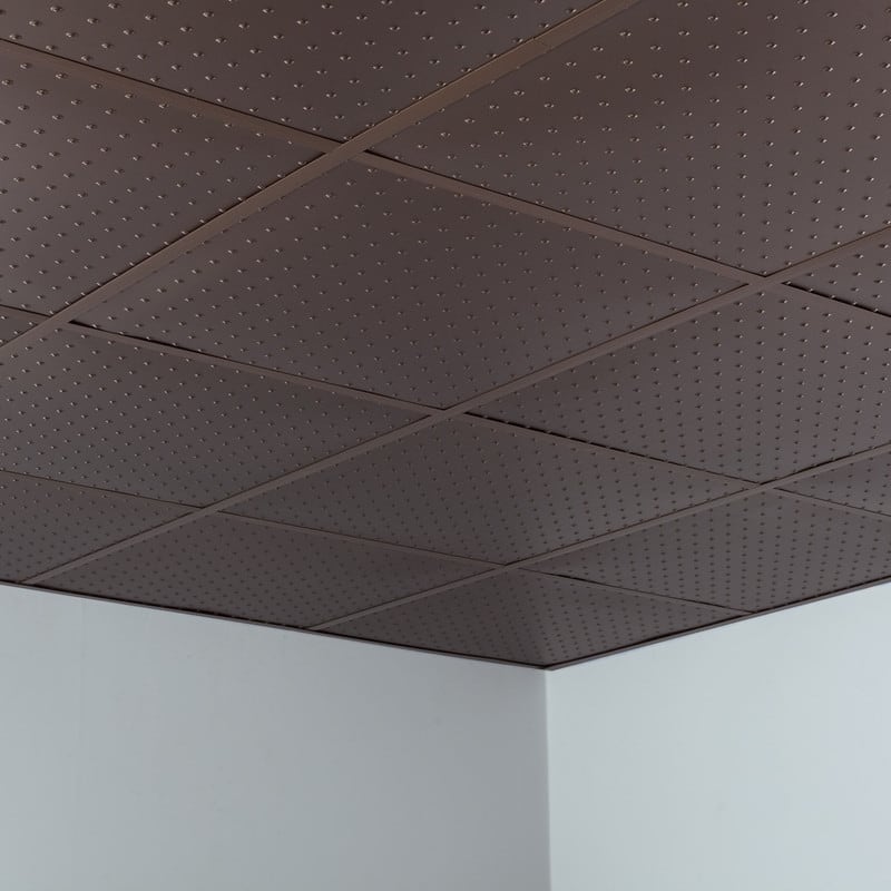 FASÄDE Minidome Decorative Vinyl 2ft x 2ft Lay in Ceiling Panel in Argent Bronze (5 Pack)
