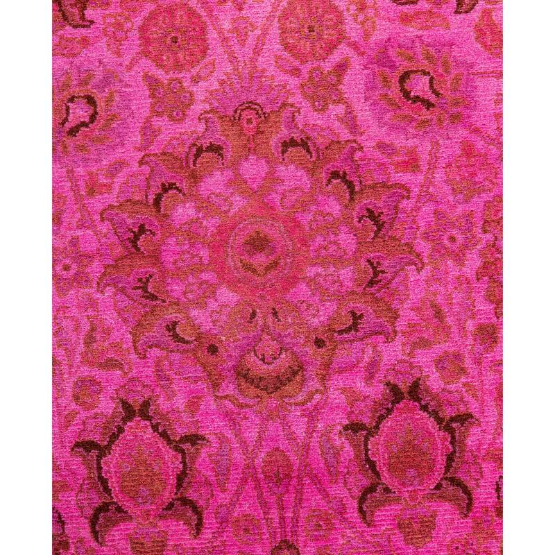 Overdyed One-of-a-Kind Hand-Knotted Round Area Rug - Pink - 7' 1" x 7' 1"
