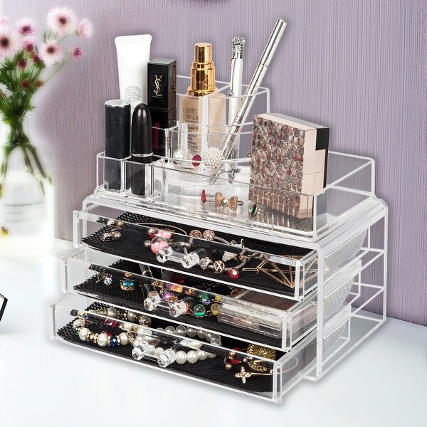 Multi-functive Cosmetics Storage Rack Make up Case with 3 Drawers. Opens flyout.